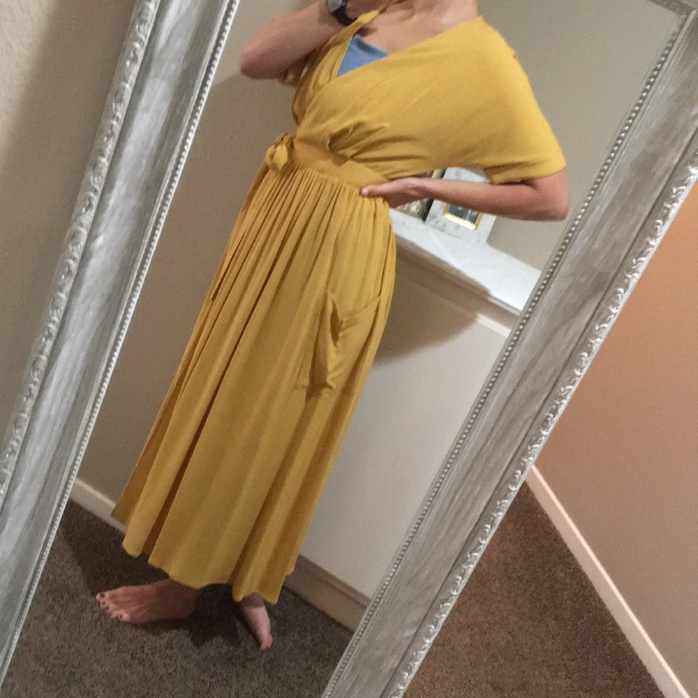 Mustard wrap maxi dress